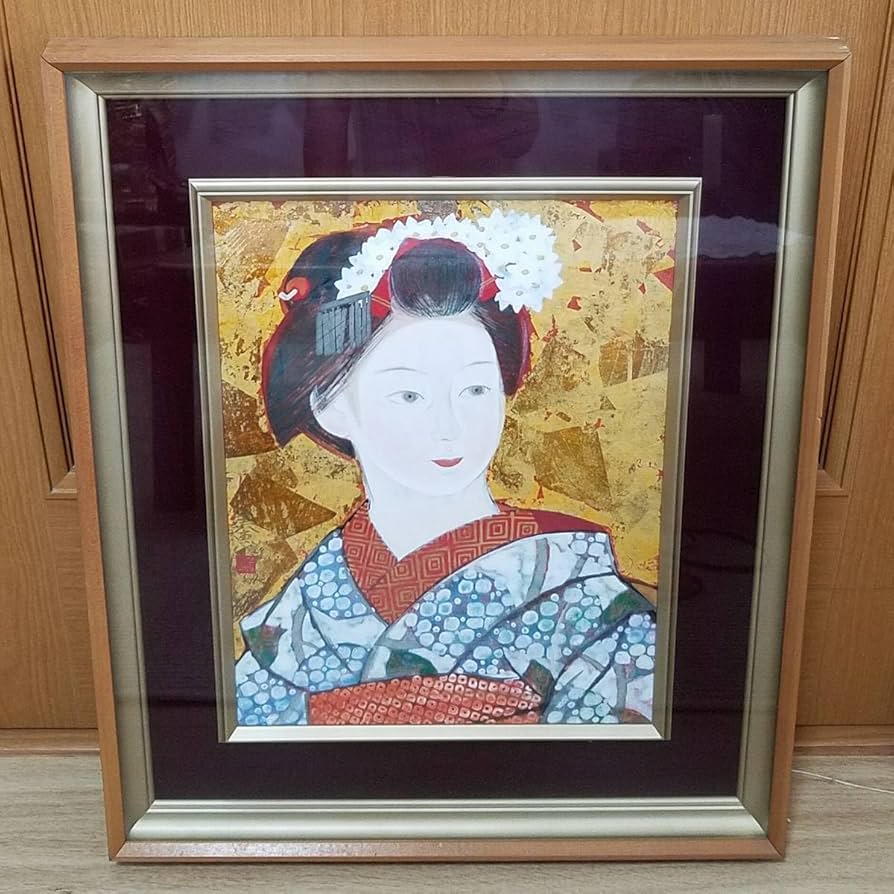 額装　作者名あり、日本画　美人画　絵画 中尾淳 舞妓 日本画 額装 美人画 絵画 F - メルカリ